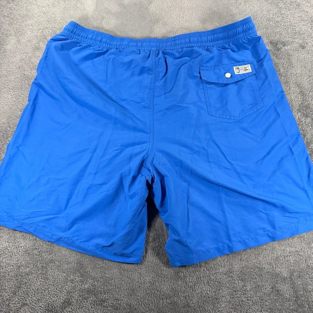 Polo Ralph Lauren Mens Swim Trunks Blue Yellow Pony Mesh Lined Board Shorts XL‎